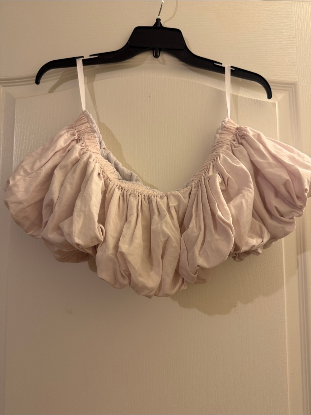 Ruched Off-Shoulder Bandeau Top in Light Blush